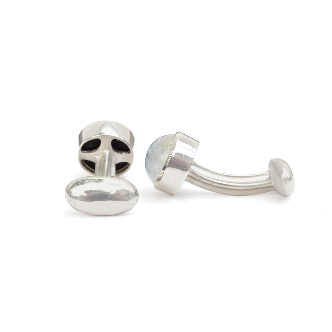Rainbow Moonstone Silver Cuff Links
