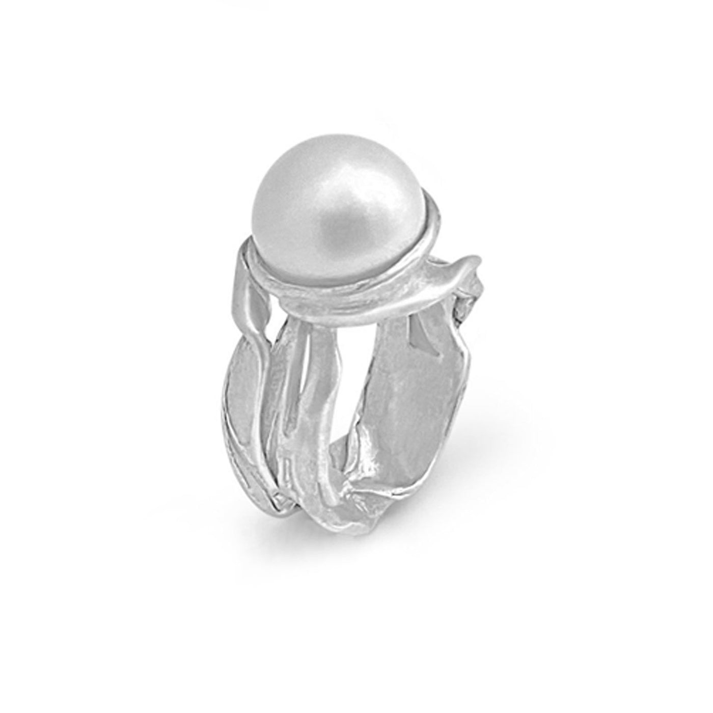 Silver Seaweed Pearl Ring