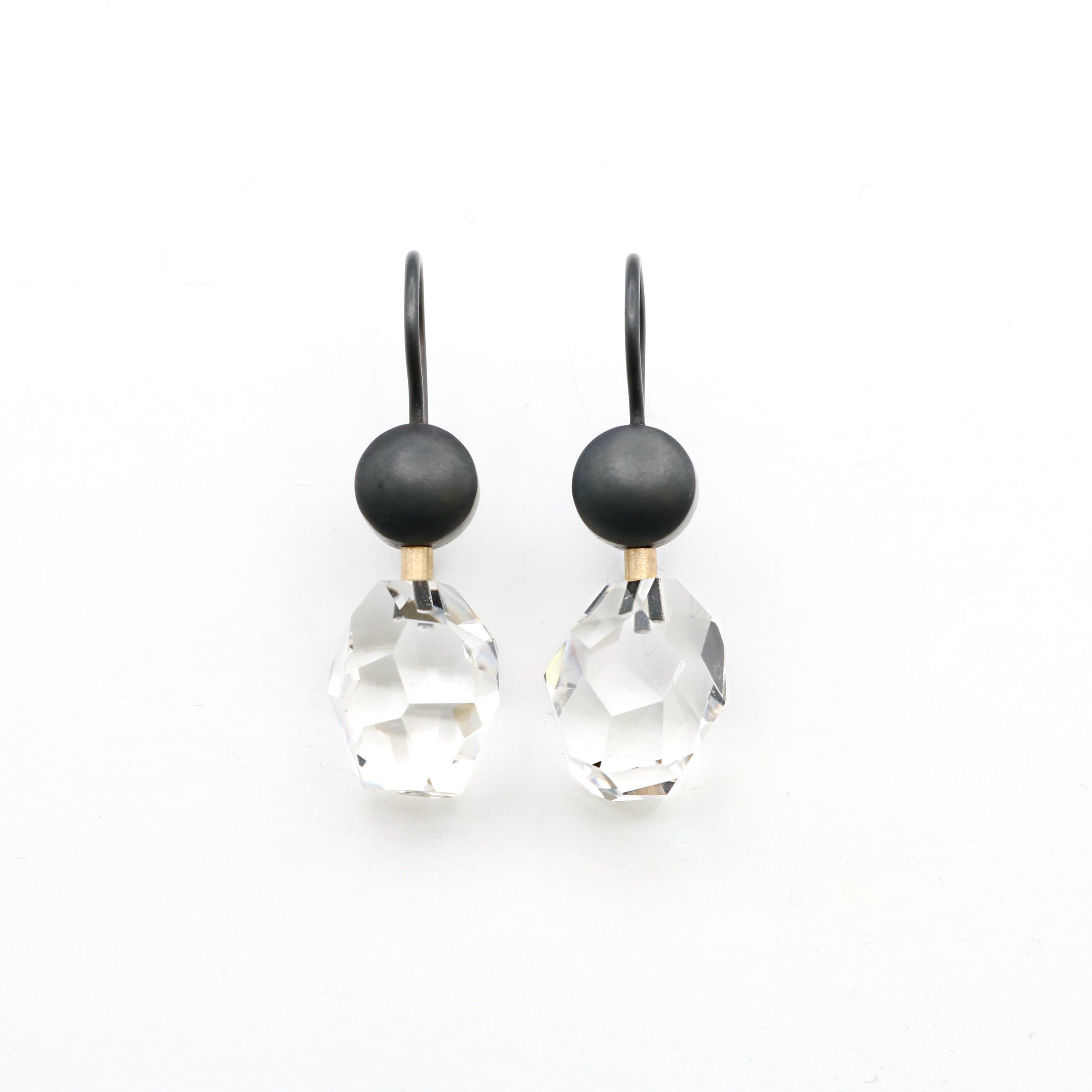 Alpine Quartz & Oxidized Buttons Earrings