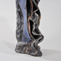 Black Ceramic Vase with Dark Blue Ruffle