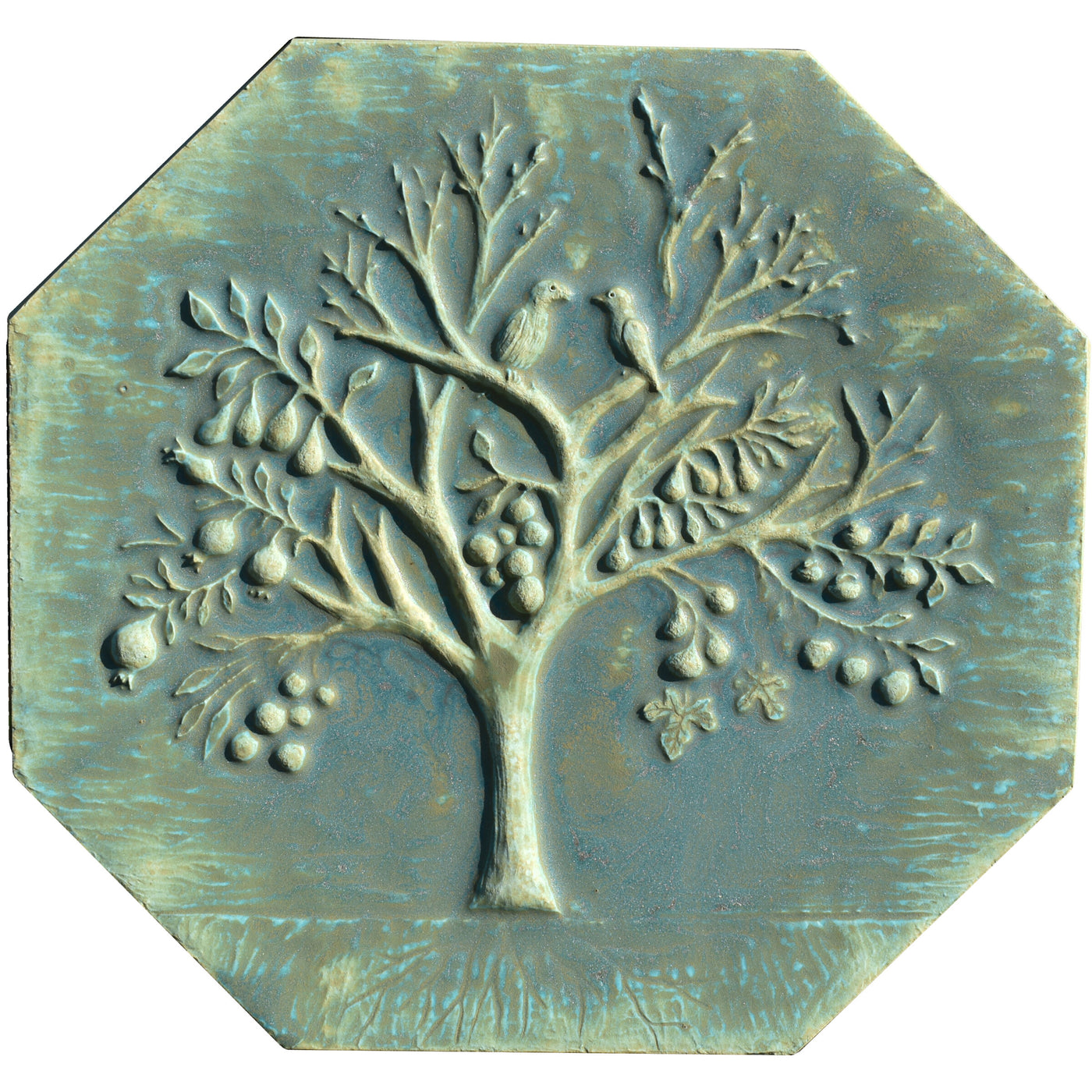 Magic Fruit Tree Octagon Tile in Aqua Stone Matte
