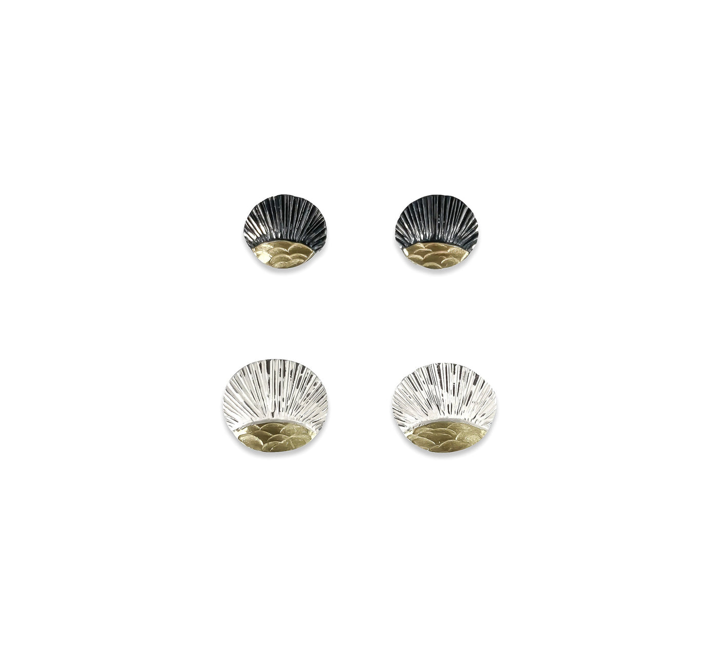 oxidized silver size small on top, bright silver size large on bototm
