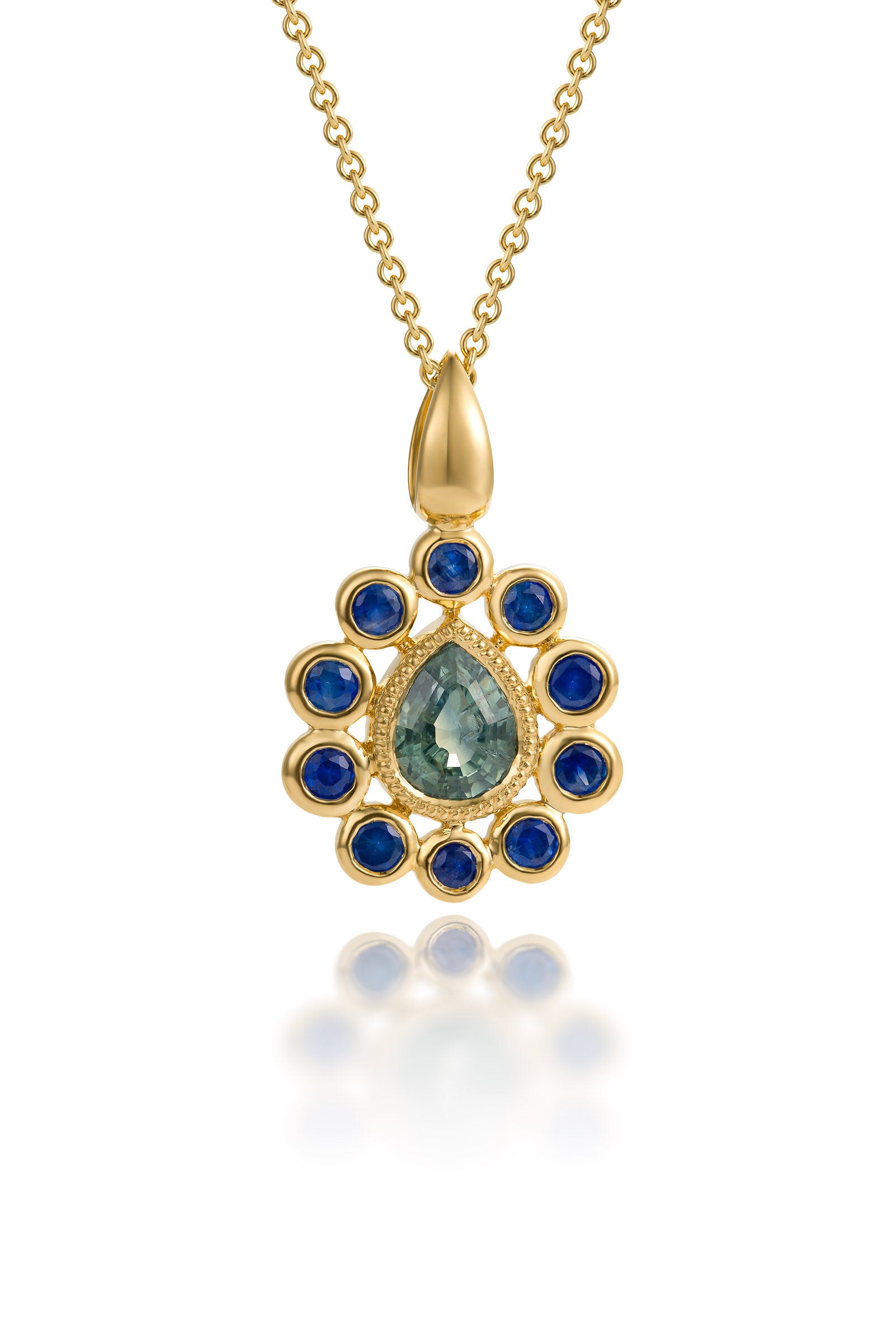 Blue & Green Sapphire Mini Pendant