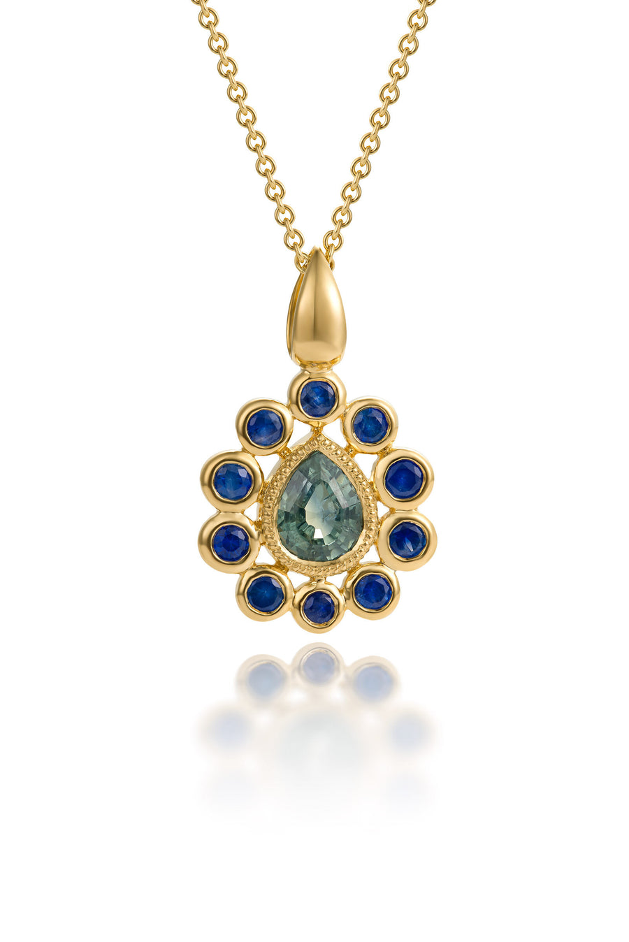 Blue & Green Sapphire Mini Pendant