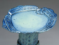 Blue Textured Birdbath