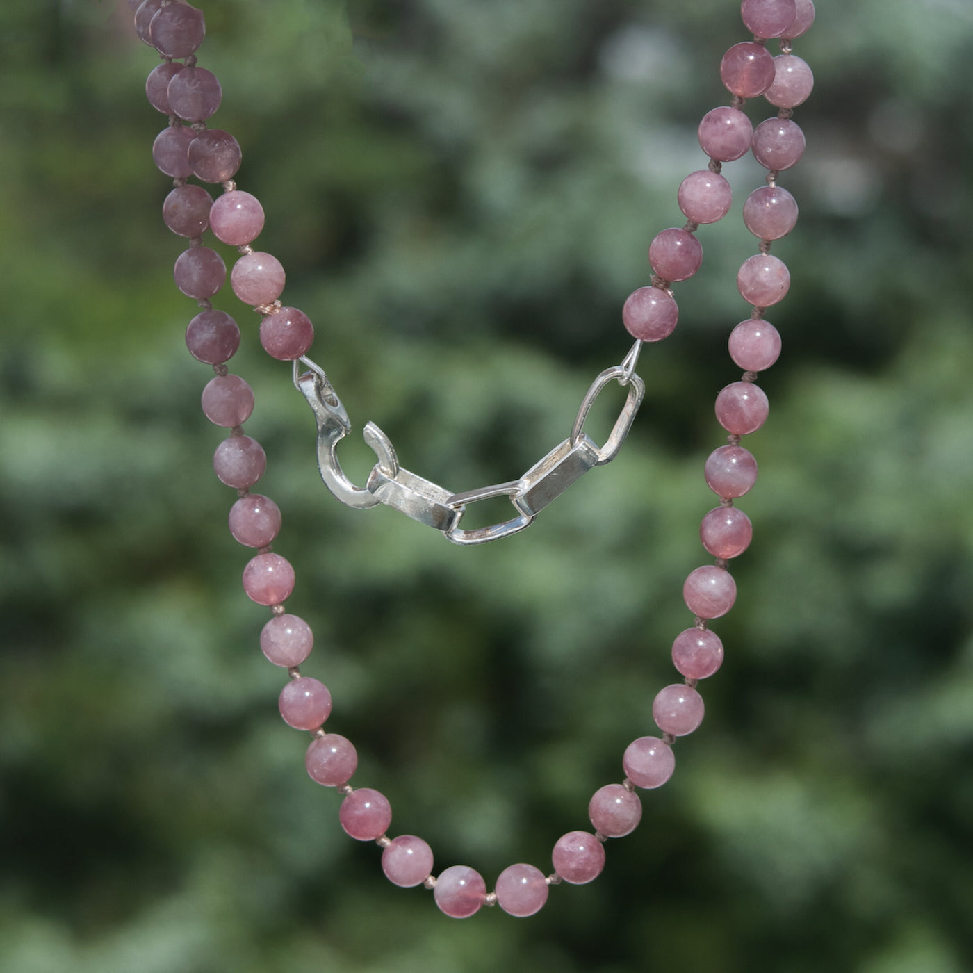 Rose Quartz & Greta Link Necklace