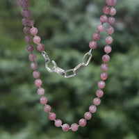 Rose Quartz & Greta Link Necklace