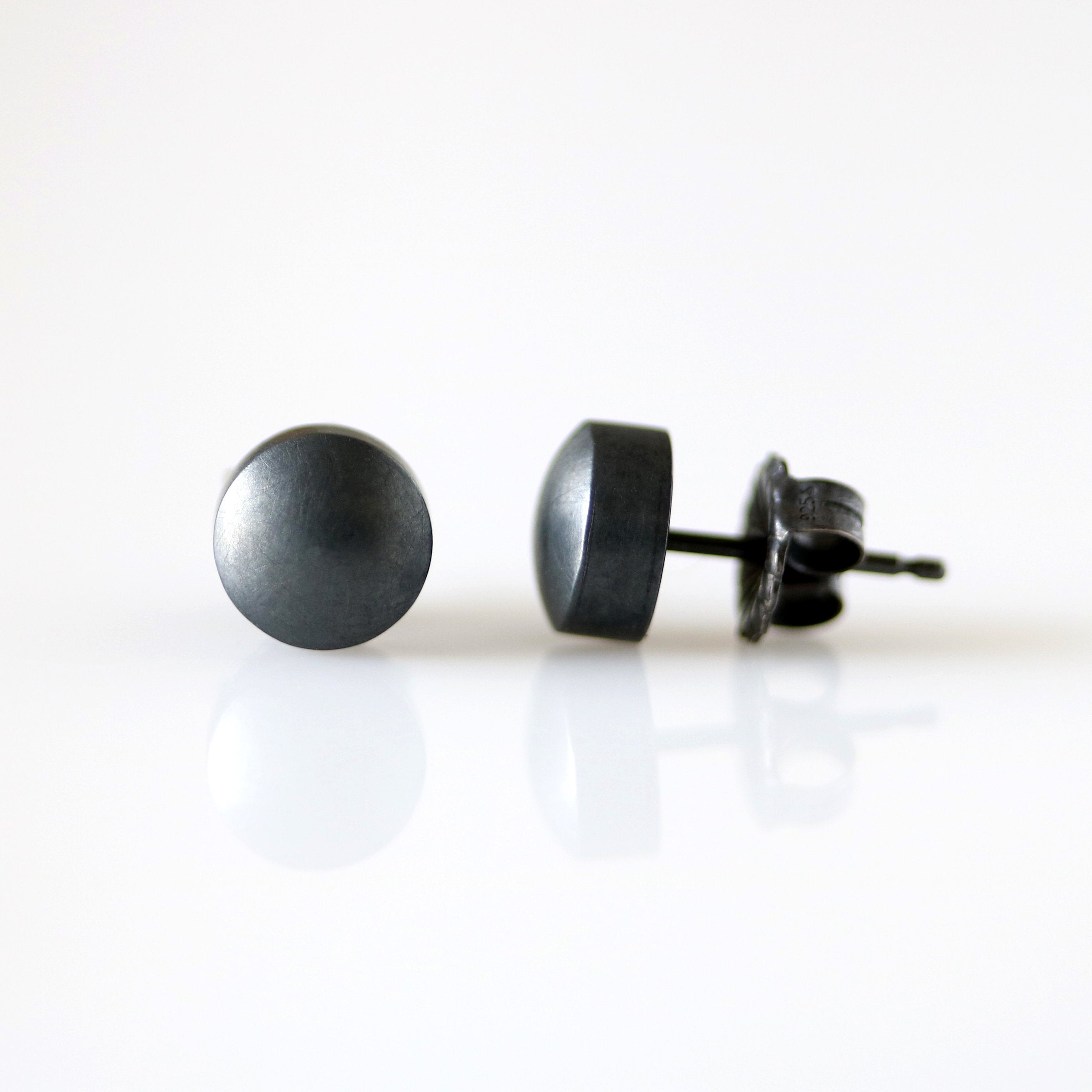 Oxidized Button Earrings