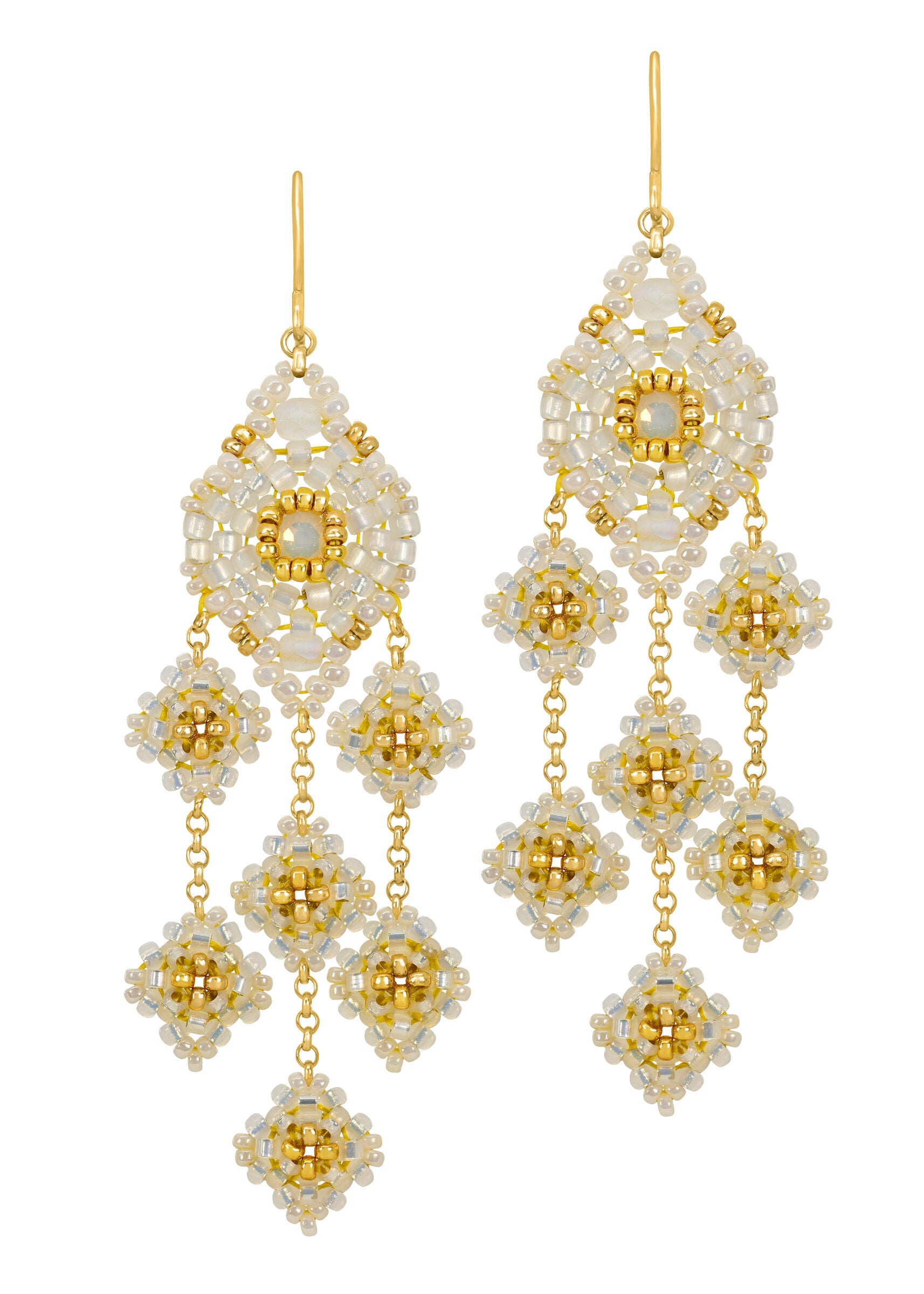 White & Gold Dangle Earrings