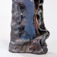 Black Ceramic Vase with Dark Blue Ruffle