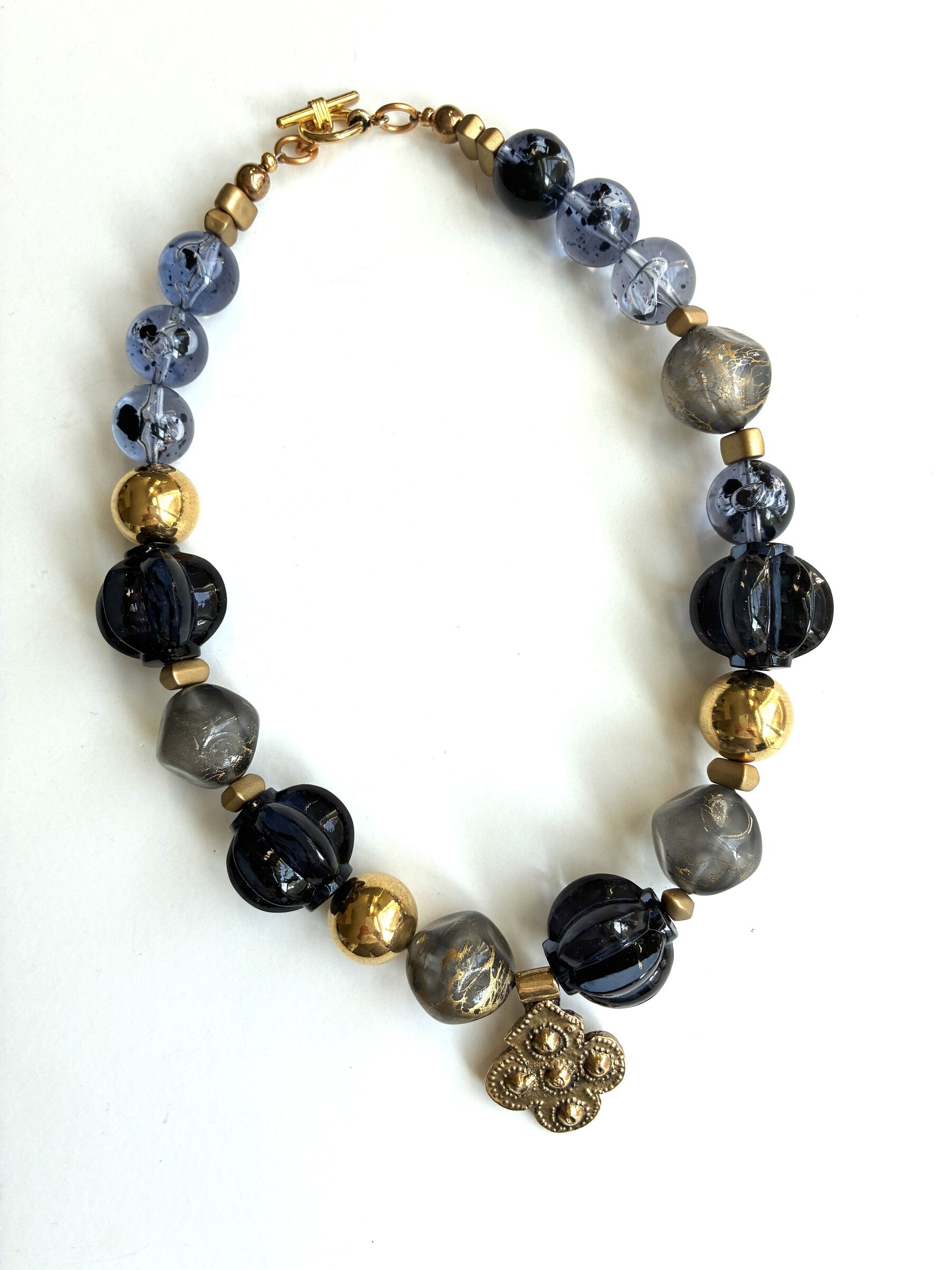 Regal Indigo and Gold Necklace
