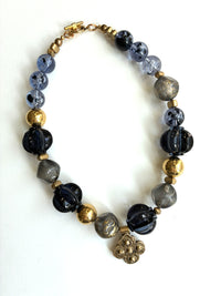 Regal Indigo and Gold Necklace