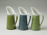 left to right: fish scale, blue swirl, leaves
