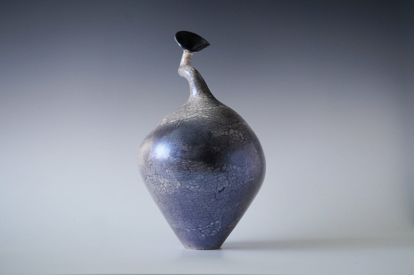 Nerida Coil Blue Iridescent Raku Vessel
