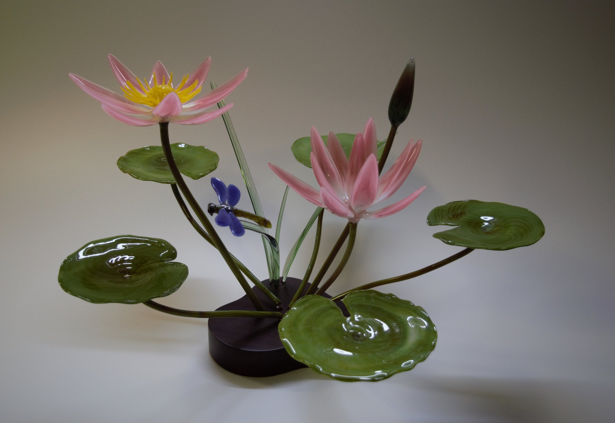 Pink Water Lily and Dragonfly · Artful Home