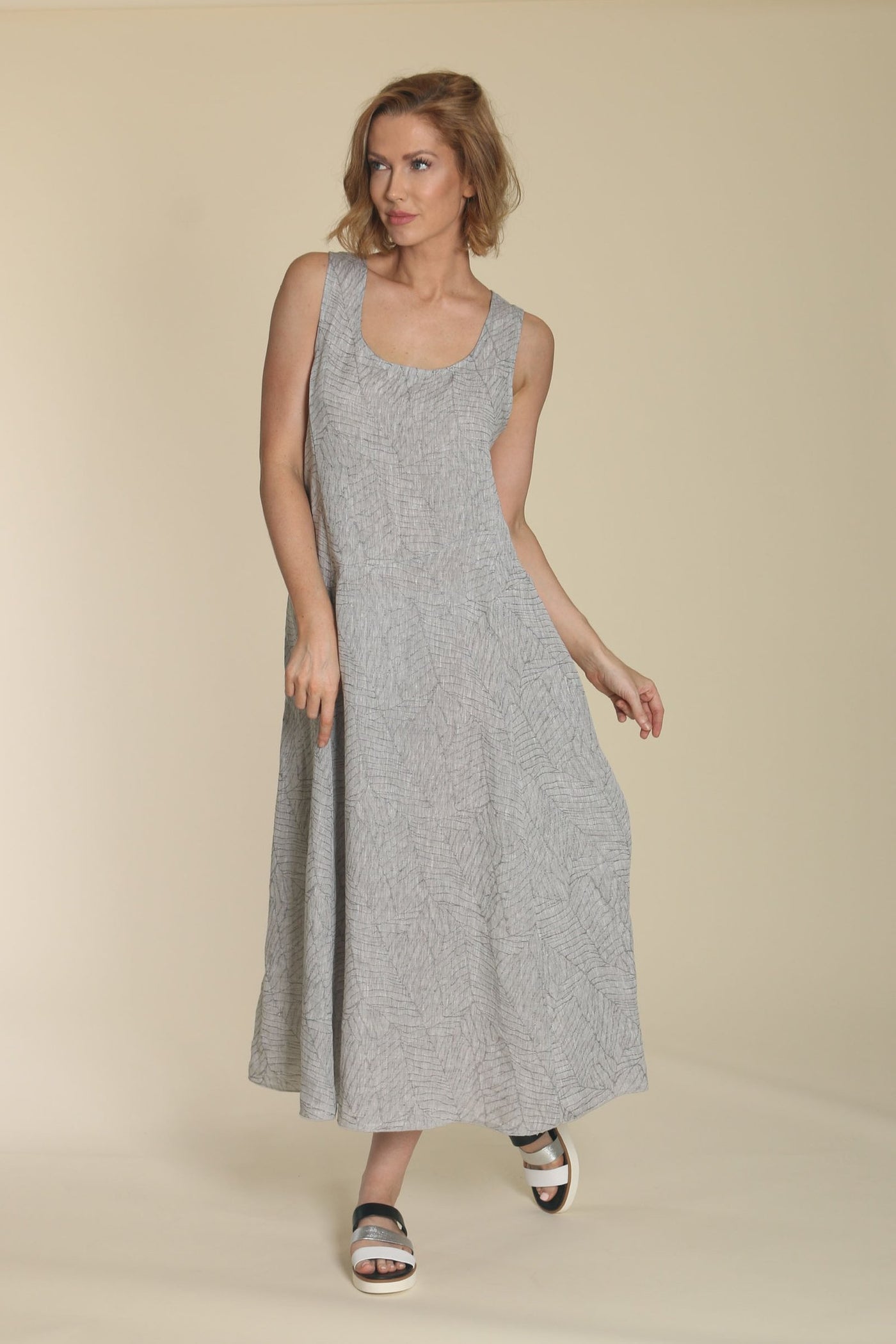Linen Jacquard Dress - Grey by Fenini M Linen Jacquard Dress - Grey by Fenini M