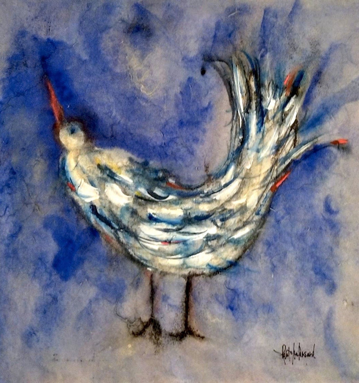 Blue Bird With Tail Feathers 2