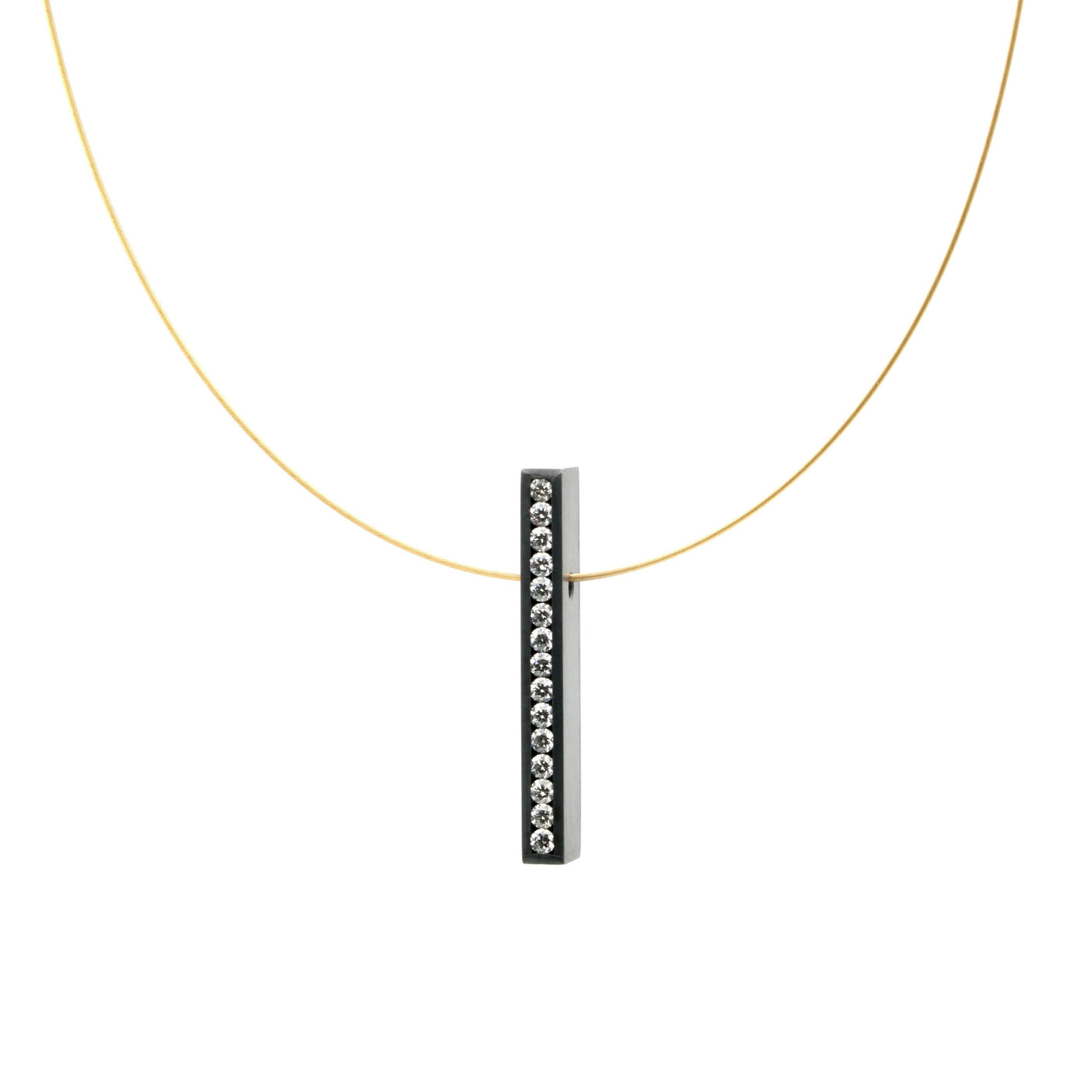 Oxidized Diamond Box Pendant
