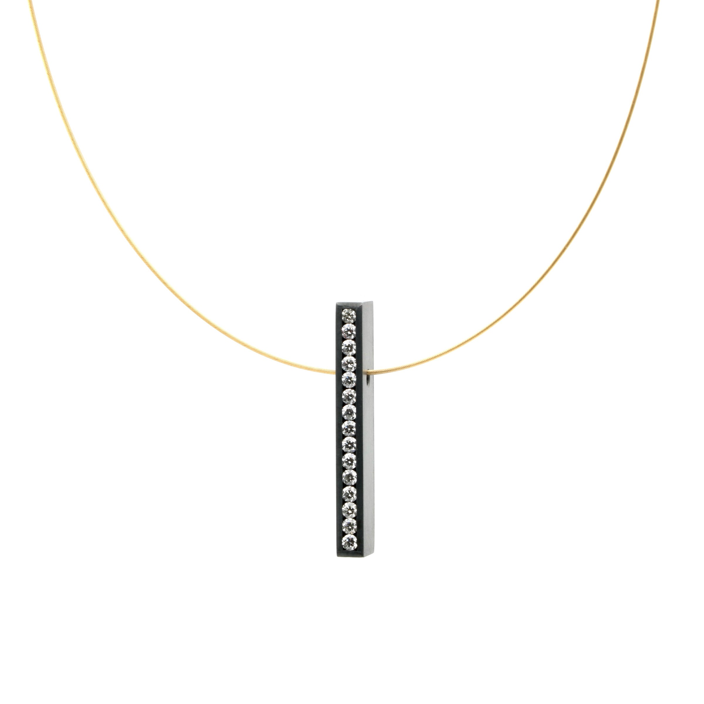 Oxidized Diamond Box Pendant