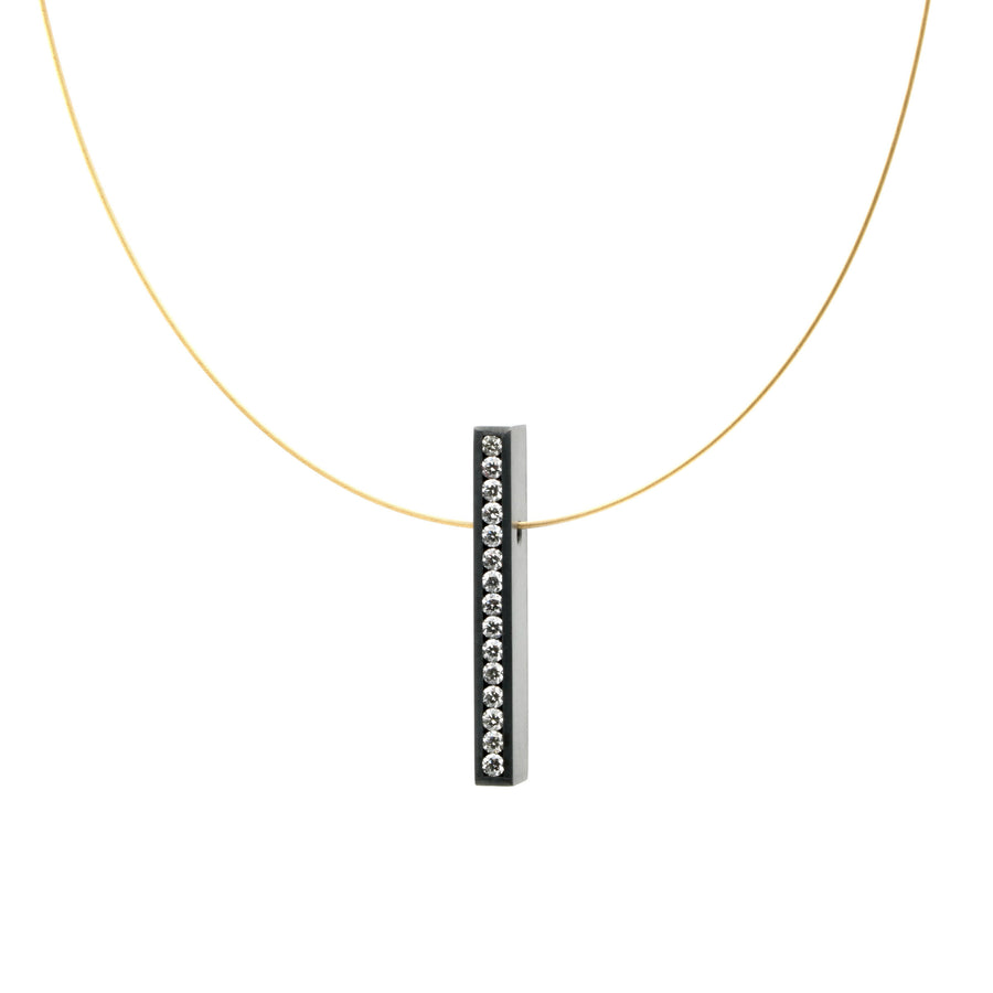 Oxidized Diamond Box Pendant