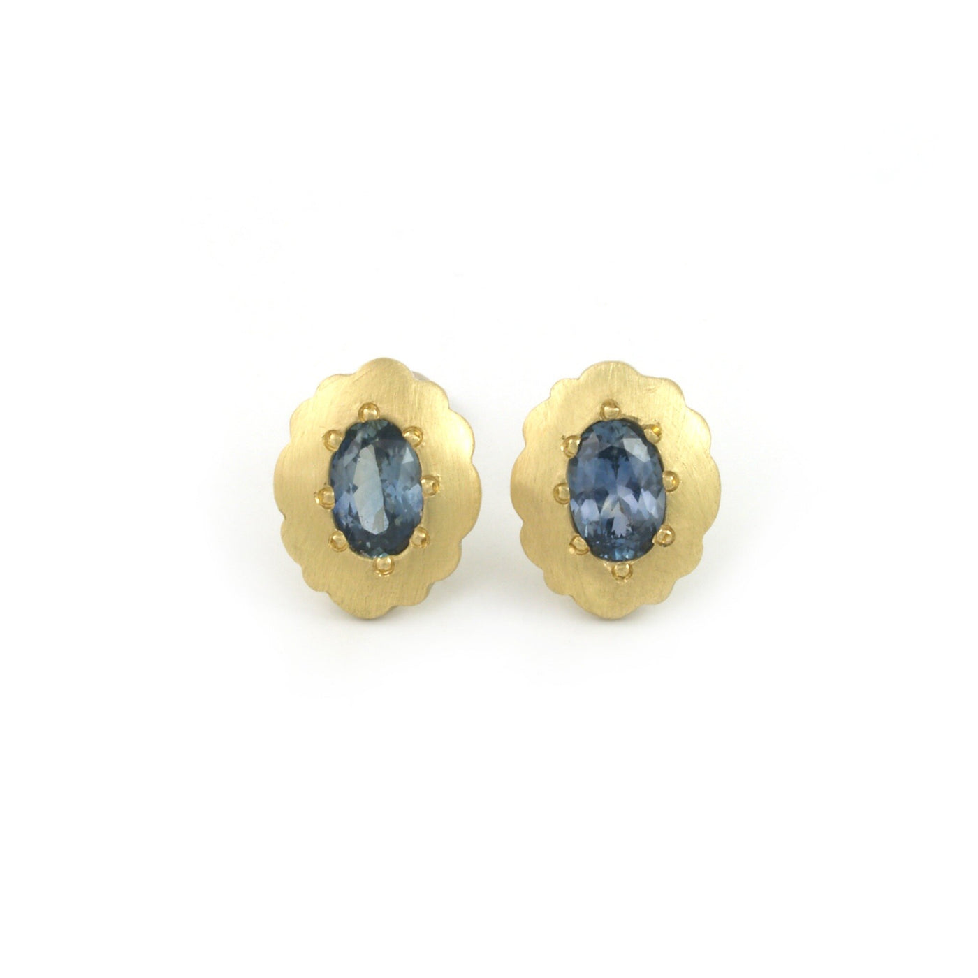 Montana Sapphire Scallop Oval Earrings