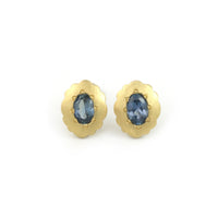 Montana Sapphire Scallop Oval Earrings