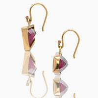 Watermelon Tourmaline Gold Earrings