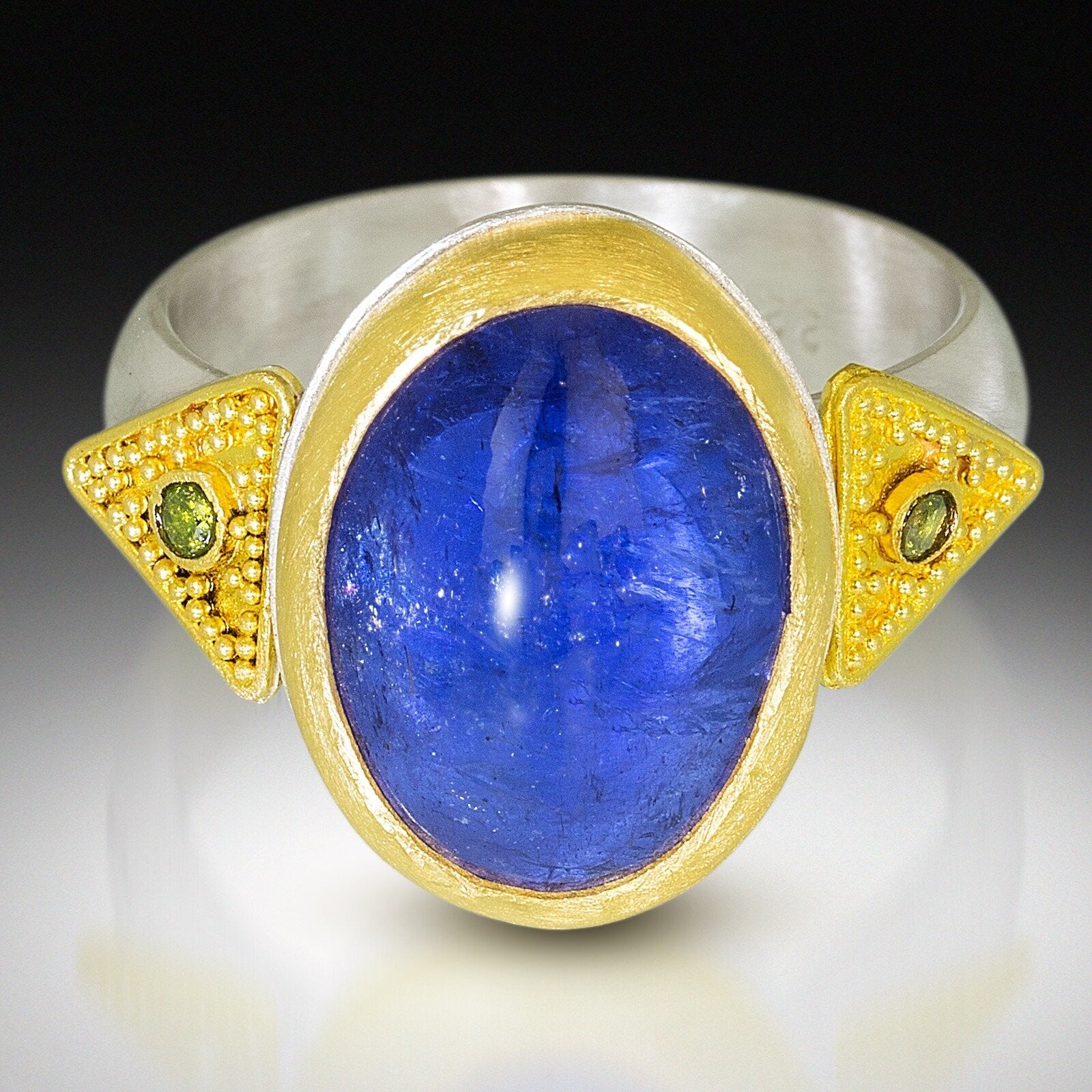 Iris Tanzanite and Green Diamond Ring