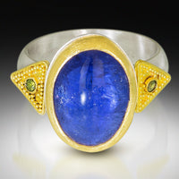 Iris Tanzanite and Green Diamond Ring