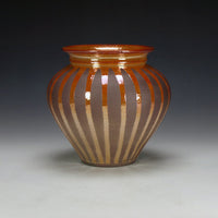 Raku Vessel with Striped Crackle Glaze #3