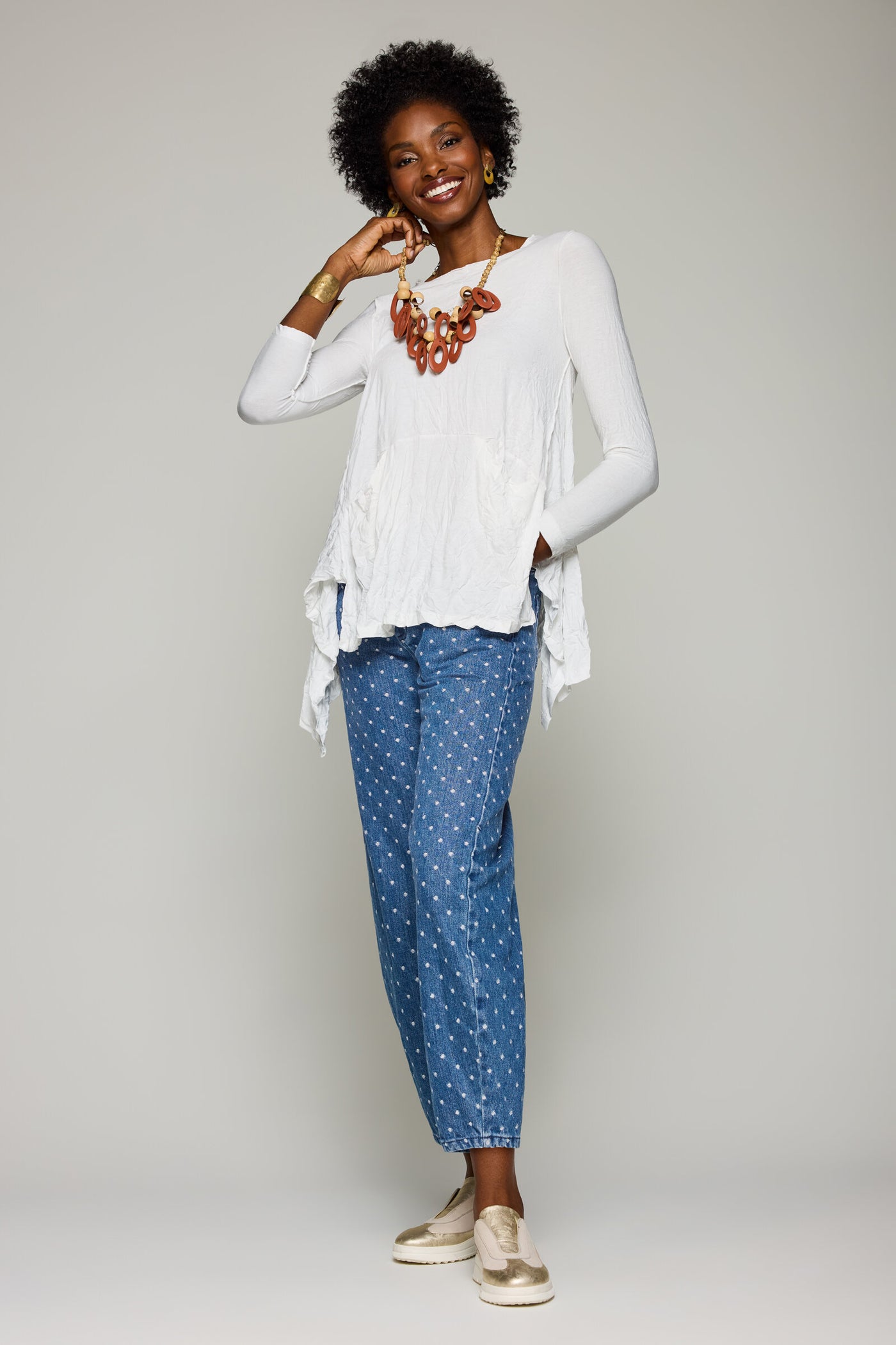 Moon Dot Barrel Jean