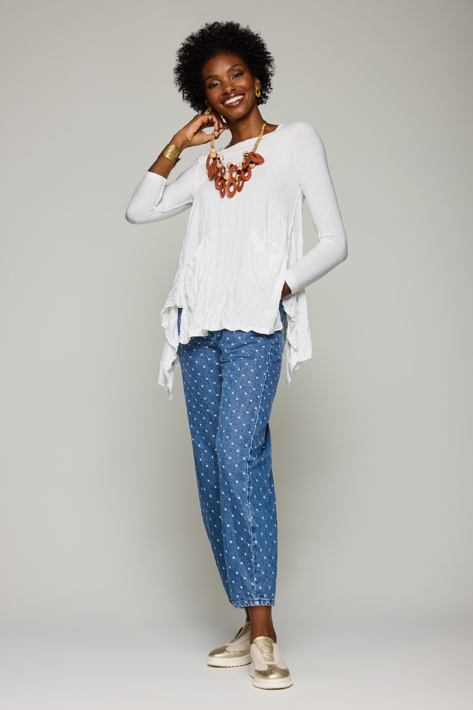 Moon Dot Barrel Jean