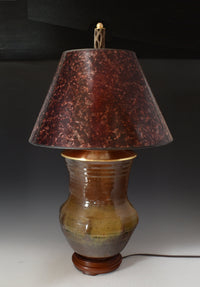 Stoneware Lamp with Amber Mica Shade