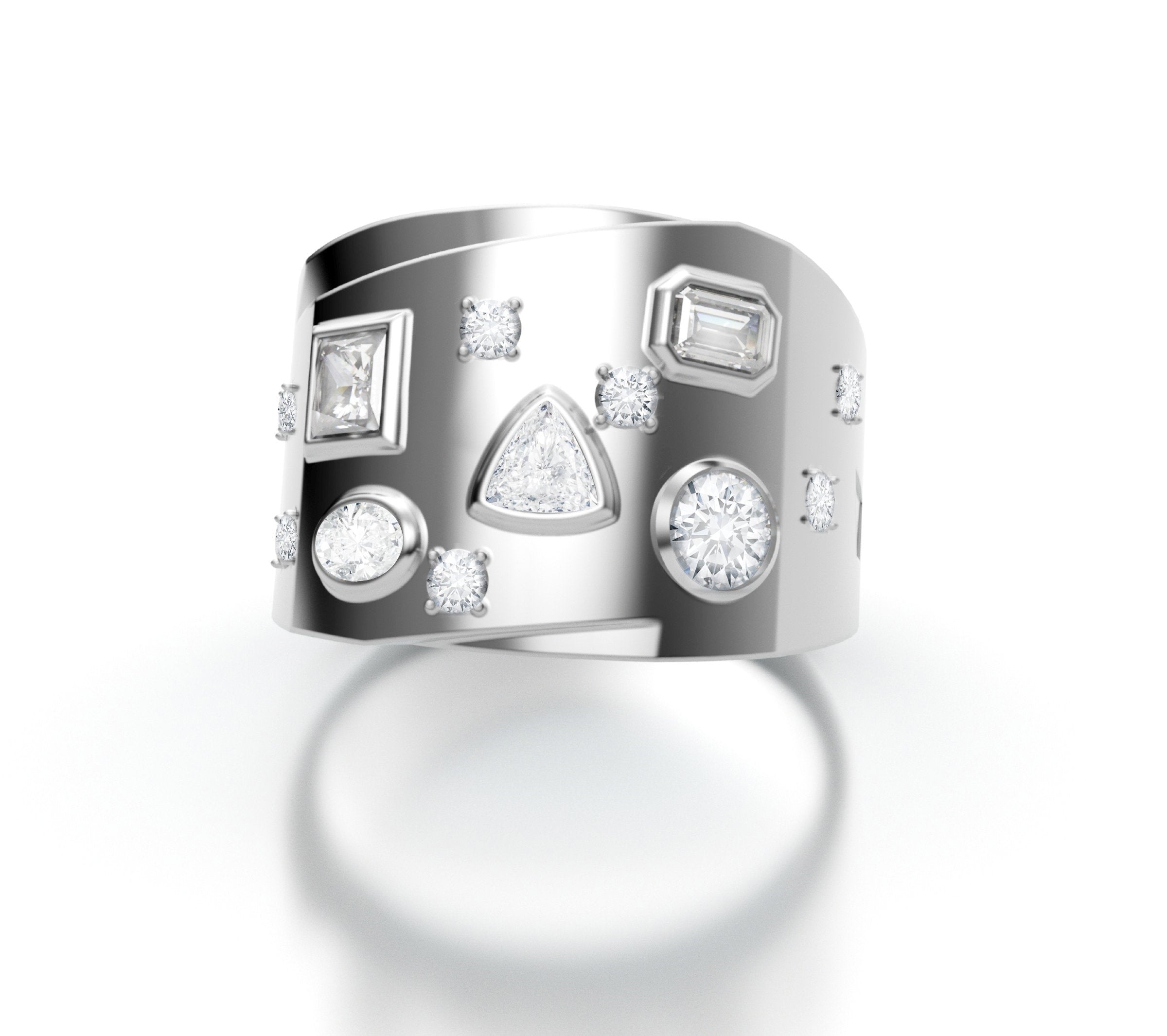 Wide Multi Diamond Ring