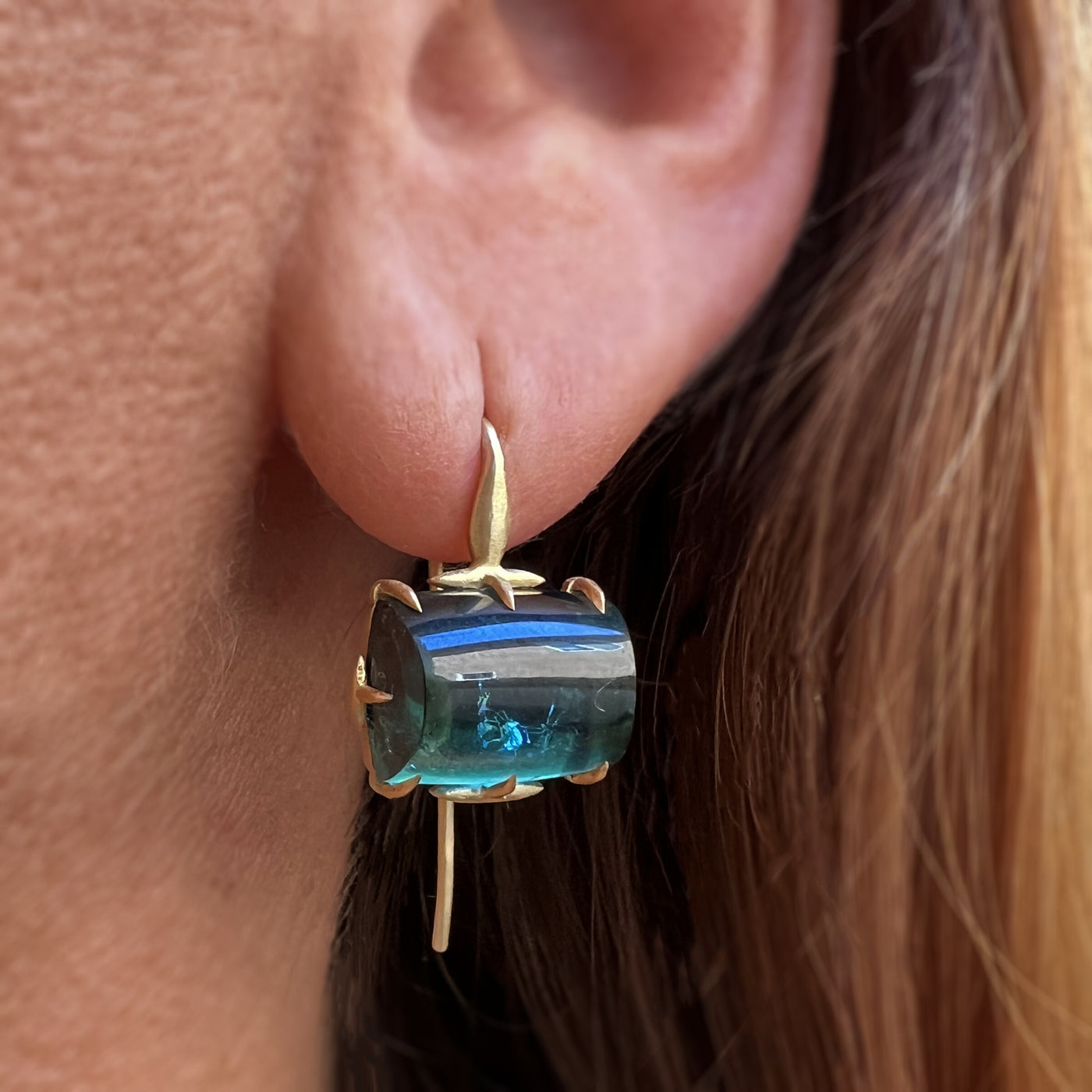 Indicolite Tourmaline Drop Earrings