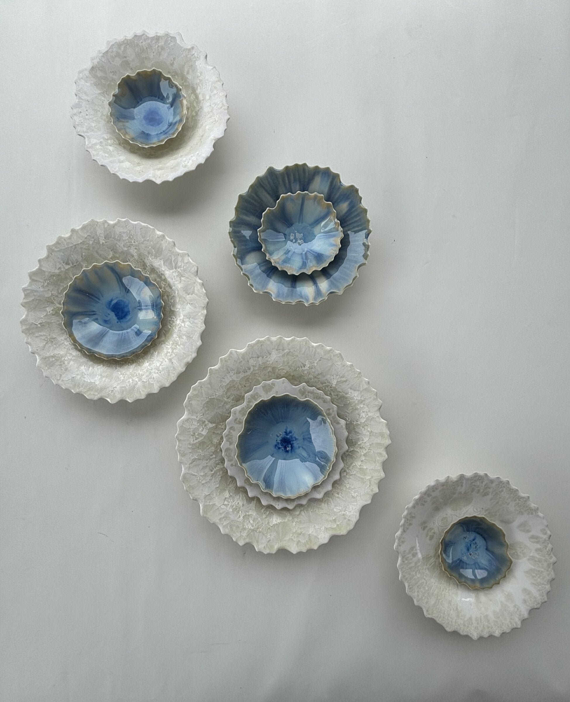 Ivory and Blue Porcelain Wall Set III
