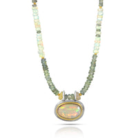 White Opal & Green Sapphire Necklace