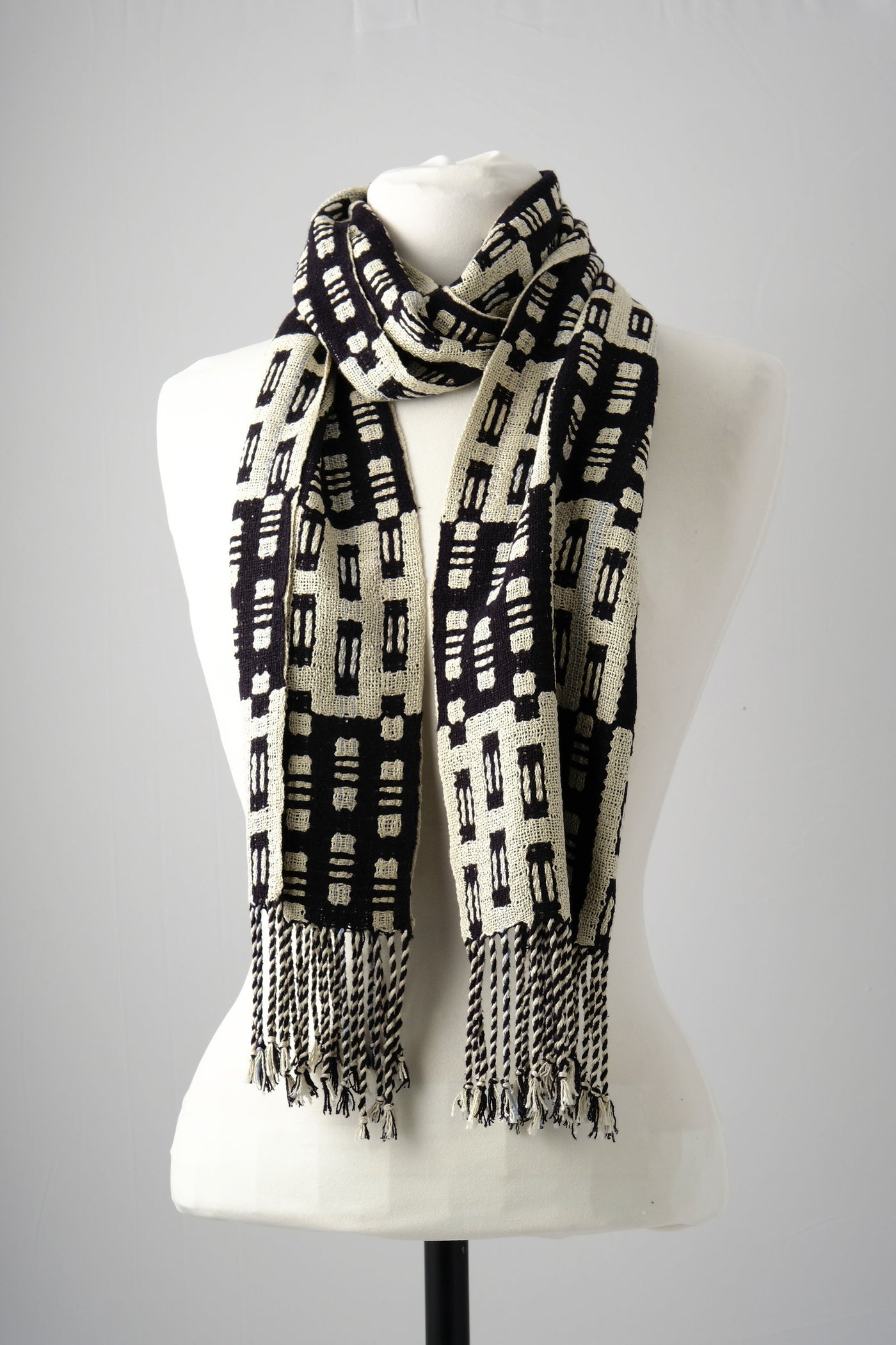 Double Weave Scarf in Black and White
