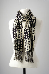 Double Weave Scarf in Black and White