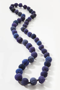 Long Kantha Necklace in Blue