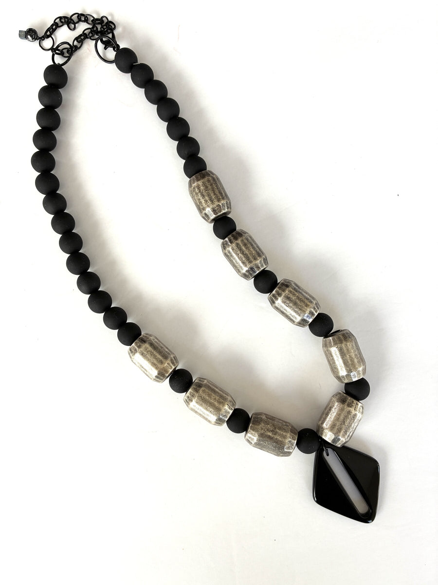 Rustic Barrel Bead Necklace