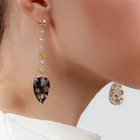 Turning Black Quartz & Diamond Drop Earrings