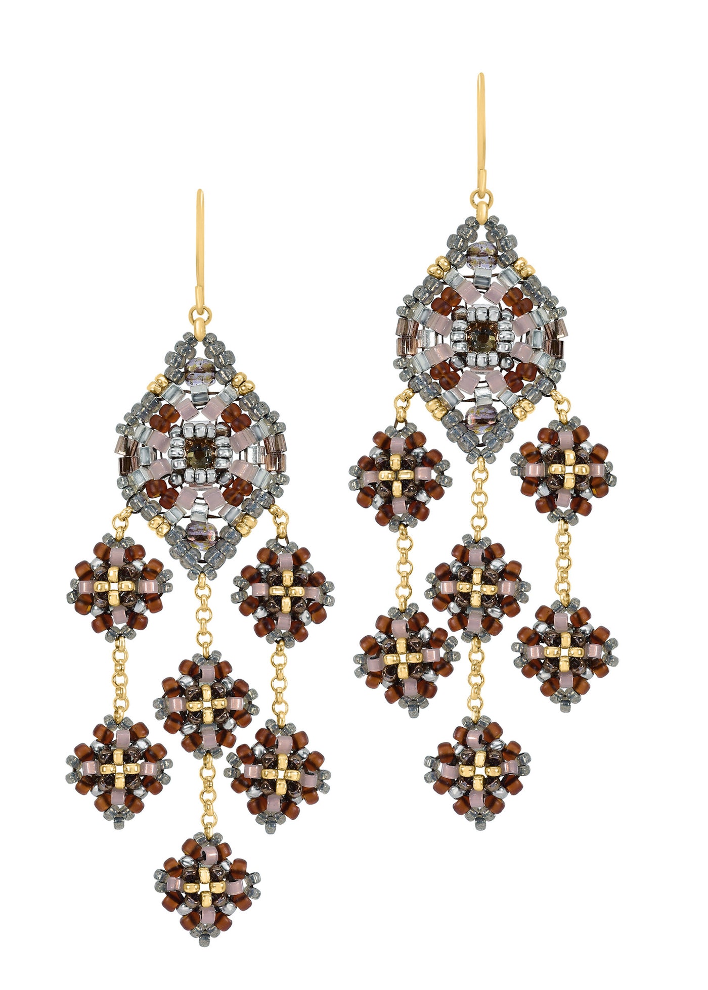 Dusty Rose and Slate Dangle Earrings