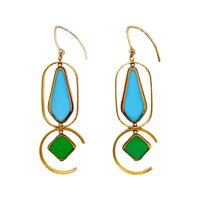 Pastel Blue and Green Art Deco Earrings
