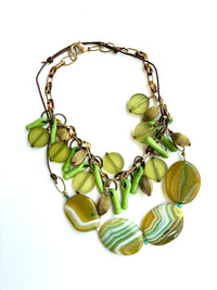 Agate Ovals & Charm Necklace Set