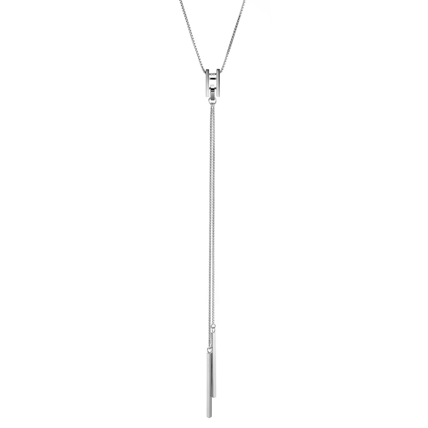 Square Bar Long Drop Necklace