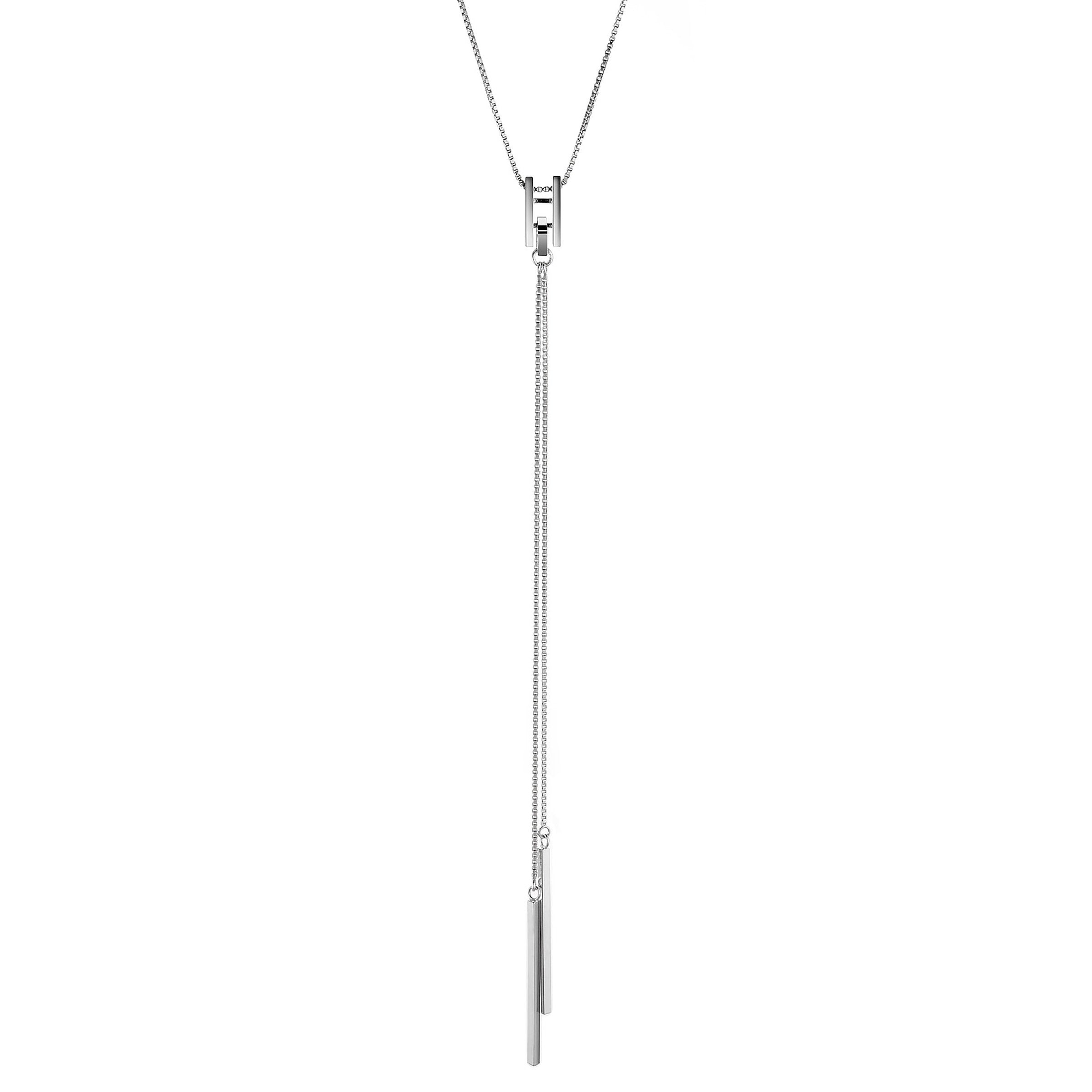 Square Bar Long Drop Necklace