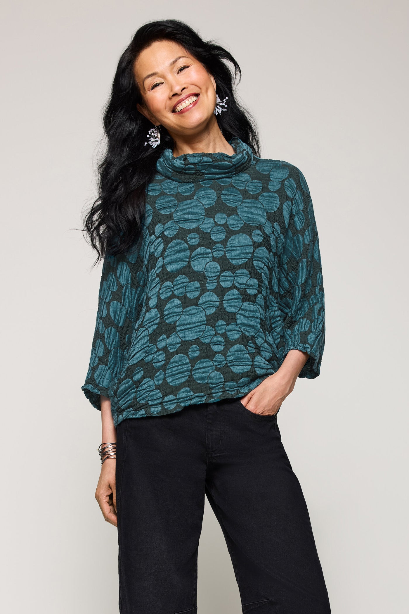 Ripple Dot Dolman Top