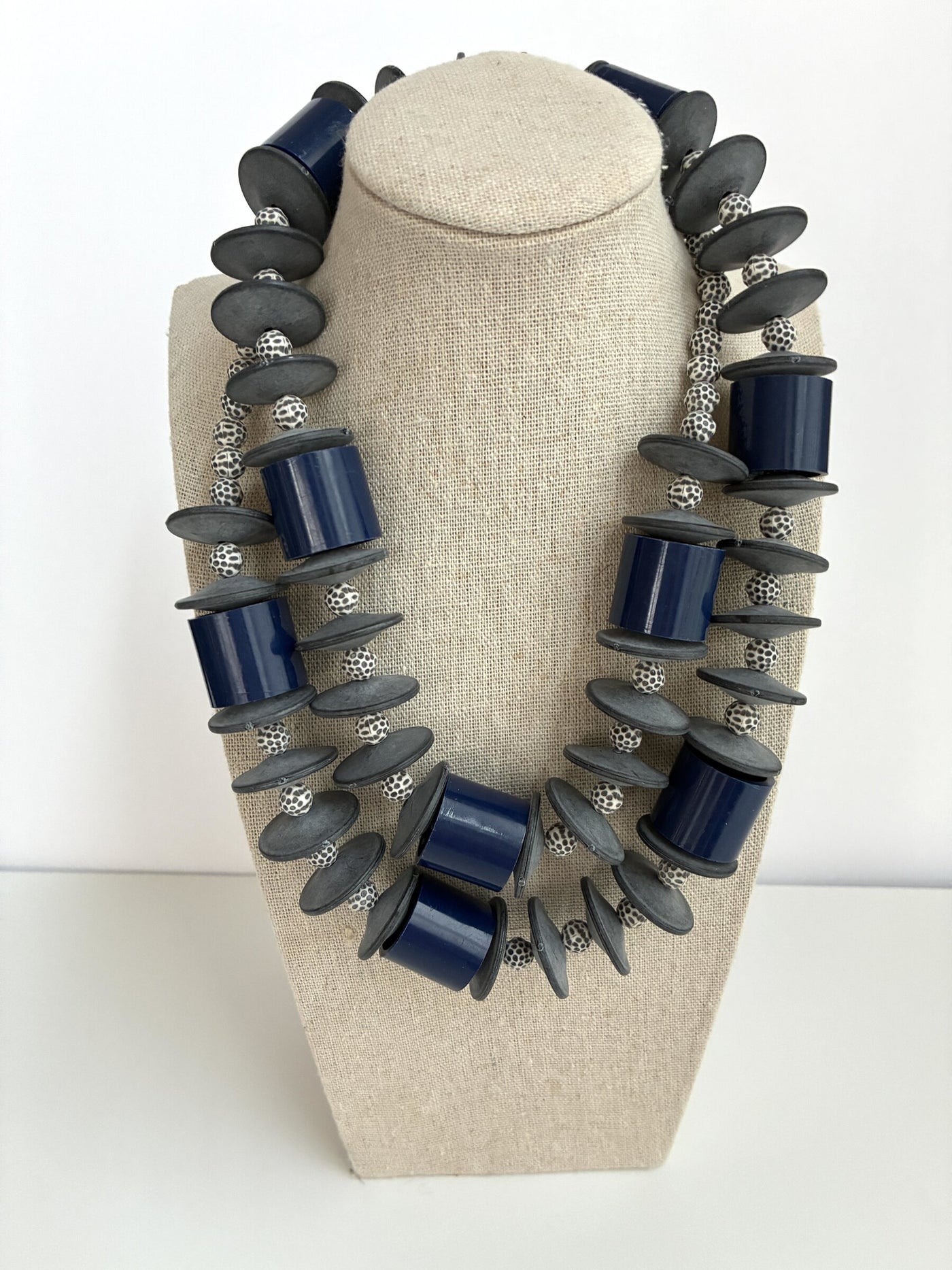Chunky Blue Barrels Necklace