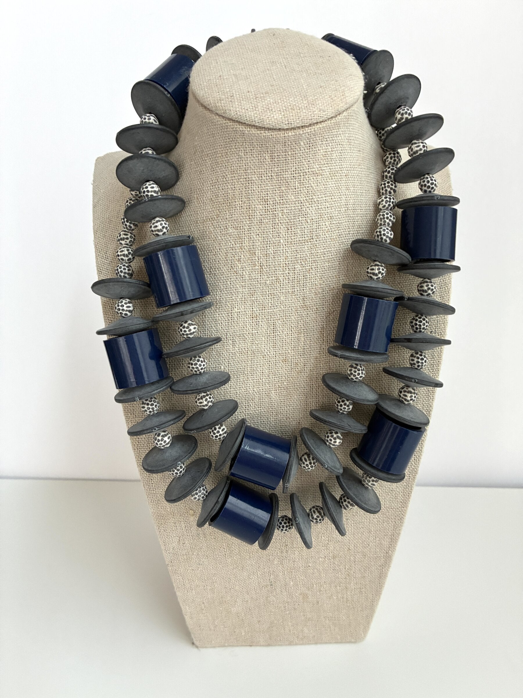 Chunky Blue Barrels Necklace